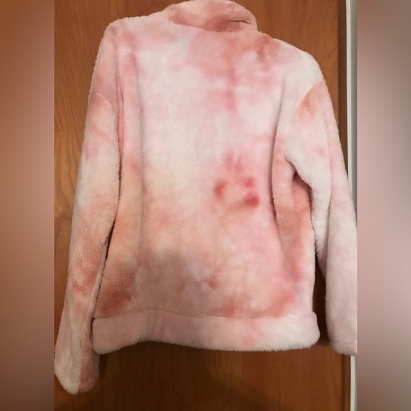 New! Pink/ White Tye Dye Sherpa Zip Up Teddy Jacket. Size XL. New! - Picture 2 of 5